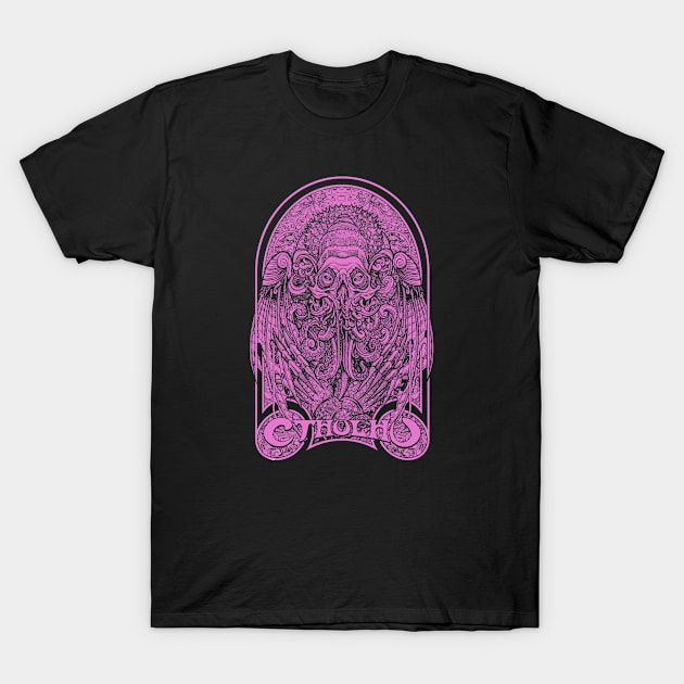 God Cthulhu Purple (Black Print) T-Shirt by Miskatonic Designs